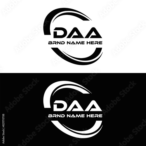 DAA logo. D A A design. White DAA letter. DAA, D A A letter logo design. D A A letter logo design in FIVE, FOUR, THREE, style. letter logo set in one artboard. D A A letter logo vector design.	

