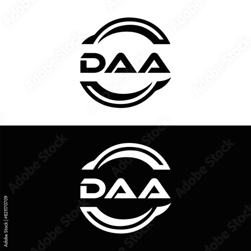 DAA logo. D A A design. White DAA letter. DAA, D A A letter logo design. D A A letter logo design in FIVE, FOUR, THREE, style. letter logo set in one artboard. D A A letter logo vector design.	
