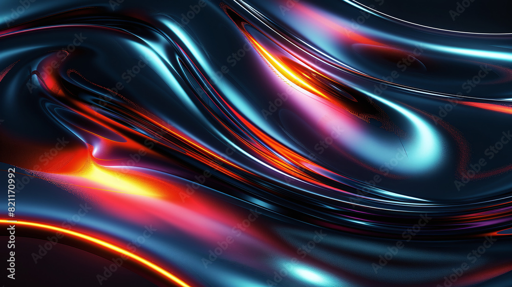 3D abstract background, black solid wavy liquid with hints of orange and pink 3D abstract background, black solid wavy liquid with hints of orange and pink