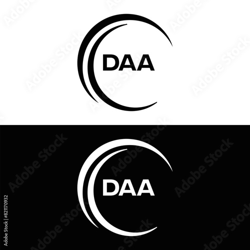 DAA logo. D A A design. White DAA letter. DAA, D A A letter logo design. D A A letter logo design in FIVE, FOUR, THREE, style. letter logo set in one artboard. D A A letter logo vector design.	

