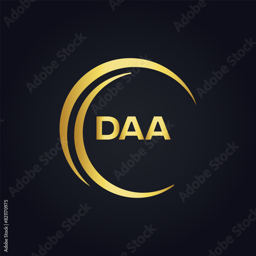 DAA logo. D A A design. White DAA letter. DAA, D A A letter logo design. D A A letter logo design in FIVE, FOUR, THREE, style. letter logo set in one artboard. D A A letter logo vector design.	
