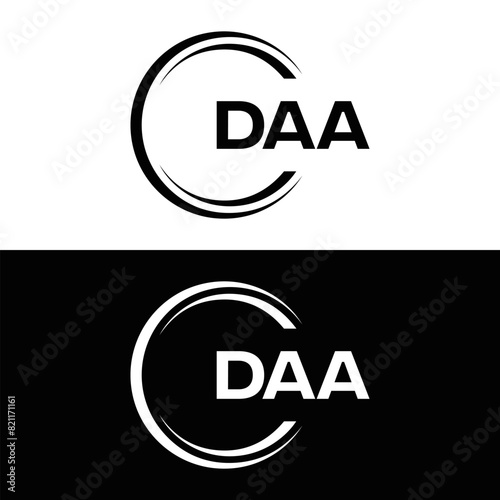 DAA logo. D A A design. White DAA letter. DAA, D A A letter logo design. D A A letter logo design in FIVE, FOUR, THREE, style. letter logo set in one artboard. D A A letter logo vector design.	

