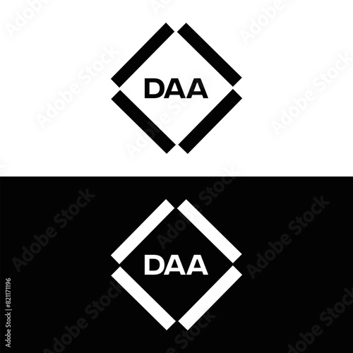 DAA logo. D A A design. White DAA letter. DAA, D A A letter logo design. D A A letter logo design in FIVE, FOUR, THREE, style. letter logo set in one artboard. D A A letter logo vector design.	
