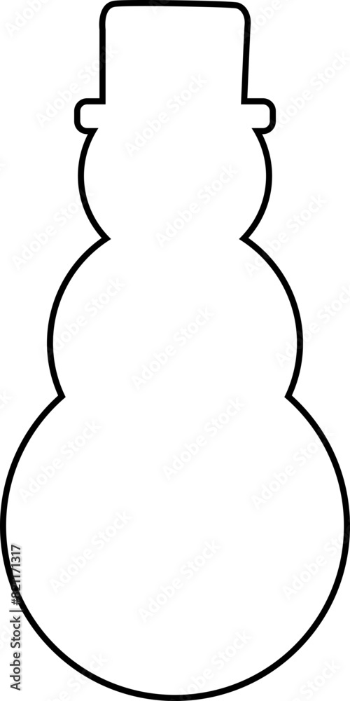Winter snowman outline vector.