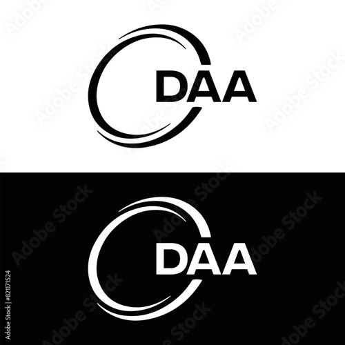 DAA logo. D A A design. White DAA letter. DAA, D A A letter logo design. D A A letter logo design in FIVE, FOUR, THREE, style. letter logo set in one artboard. D A A letter logo vector design.	
