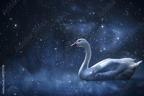 a swan floating in the sky