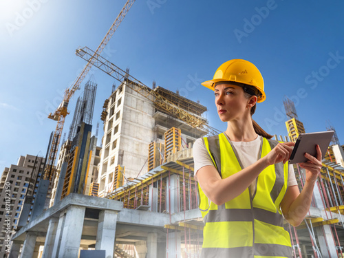 Woman builder. Architect ne...