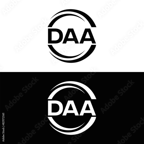 DAA logo. D A A design. White DAA letter. DAA, D A A letter logo design. D A A letter logo design in FIVE, FOUR, THREE, style. letter logo set in one artboard. D A A letter logo vector design.	
