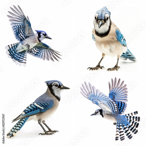 Blue jay collage showing various poses photo