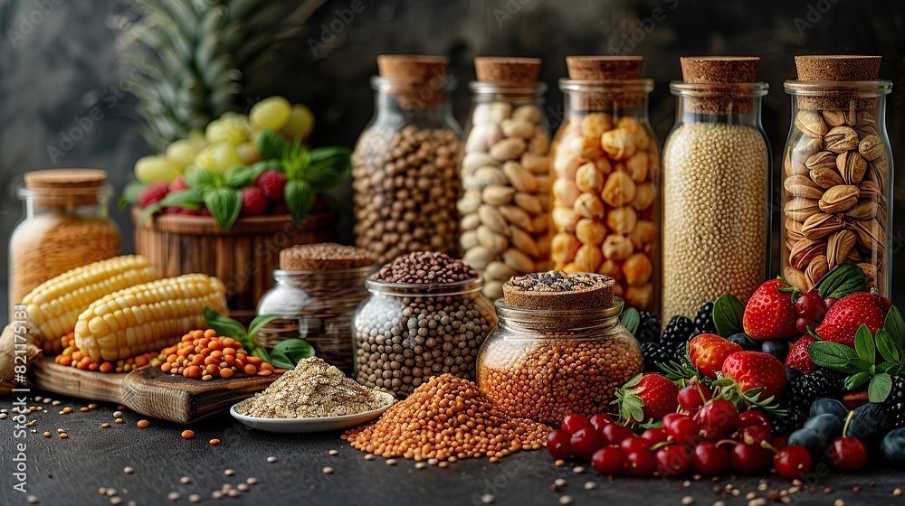 fiber-rich foods stacked neatly next to each other