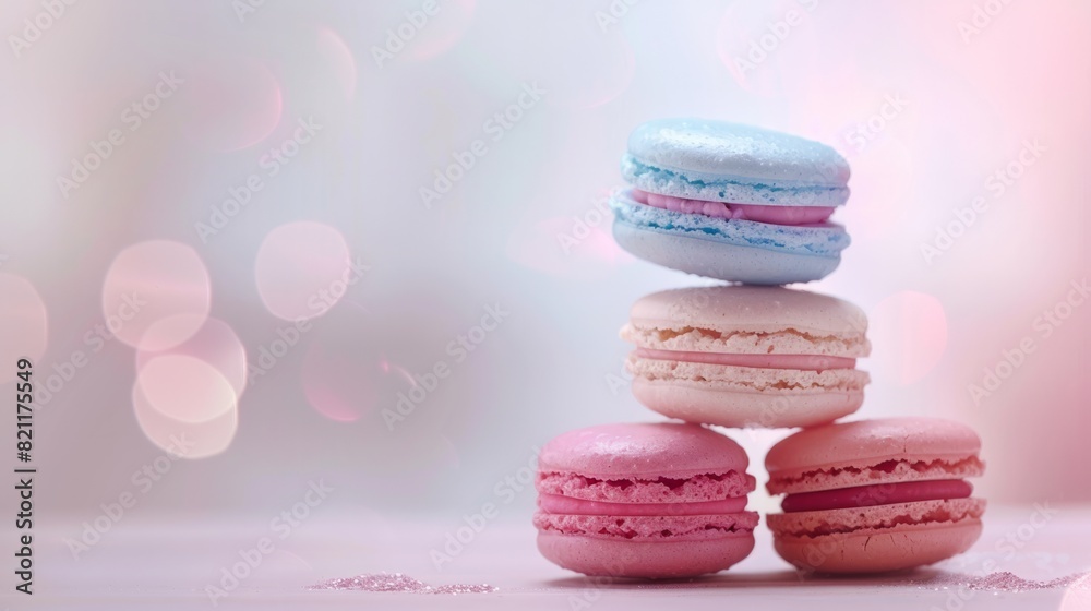 simple, neutral background to highlight the vibrant colors of the macarons generative ai