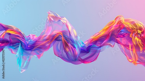 Vibrant silk fabric flowing in the air on colorful gradient background © Irina.Pl