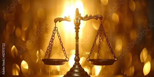 Symbol of justice with scales representing law fairness and legal system. Concept Law System, Fairness, Justice Scales photo