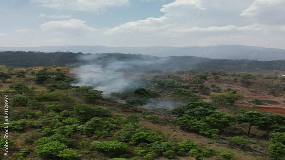 Aerial view of Burning crop field in Chiang Mai province Aerial view of Burning crop field in Chiang Mai province