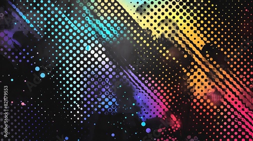 abstract art grunge vector background design with colorful halftone brush texture photo