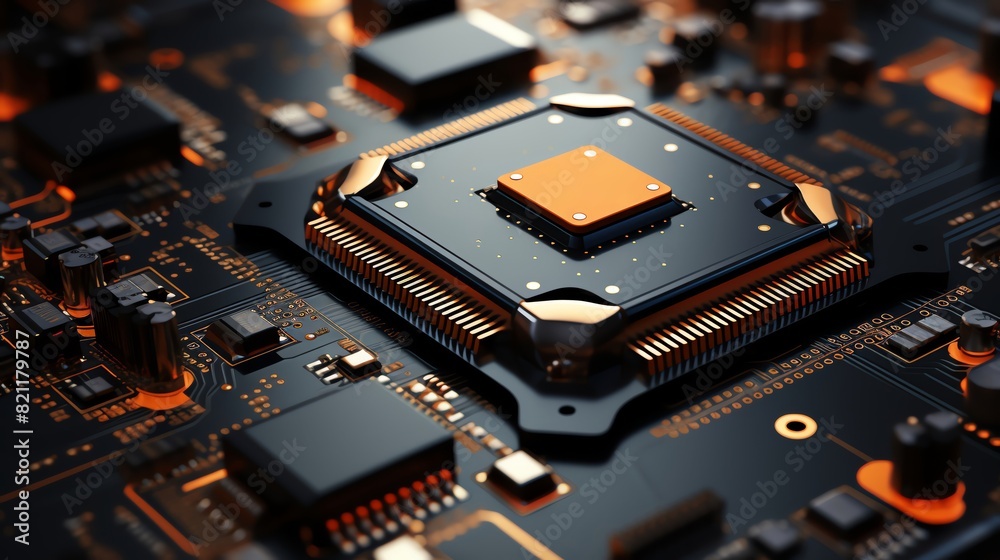 Minimal digital painting of a nano-scale chip assembly, close-up on soldering micro-components, in a high-contrast metallic color scheme Minimal digital painting of a nano-scale chip assembly, close-up on soldering micro-components, in a high-contrast metallic color scheme