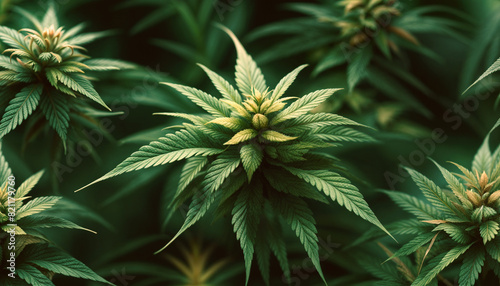 Cannabis texture. Hemp leaves. Background from green leaves of marijuana photo