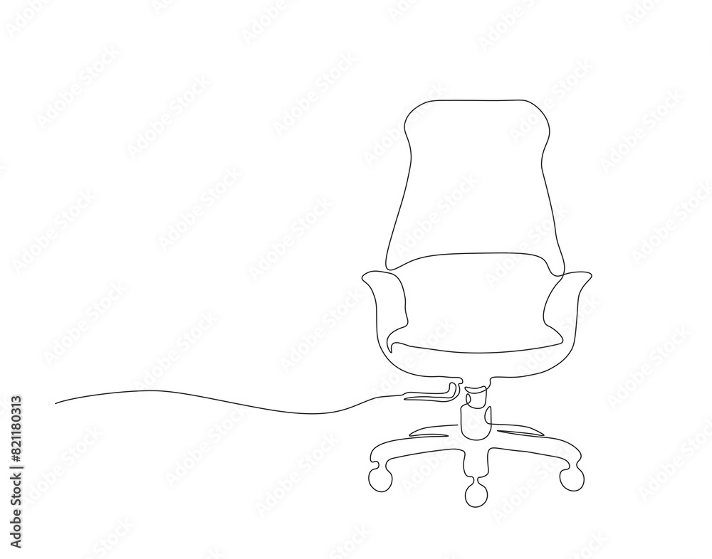 Continuous one line drawing of executive office chair. One line drawing illustration of office armchair. Office interior concept continuous line art. Editable outline.
Continuous one line drawing of executive office chair. One line drawing illustration of office armchair. Office interior concept continuous line art. Editable outline.