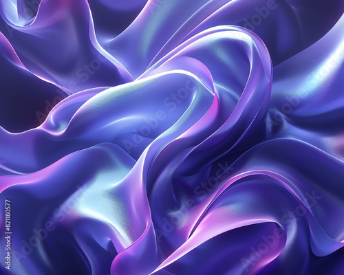 The image is a close-up of a crumpled piece of purple silk fabric with iridescent highlights.