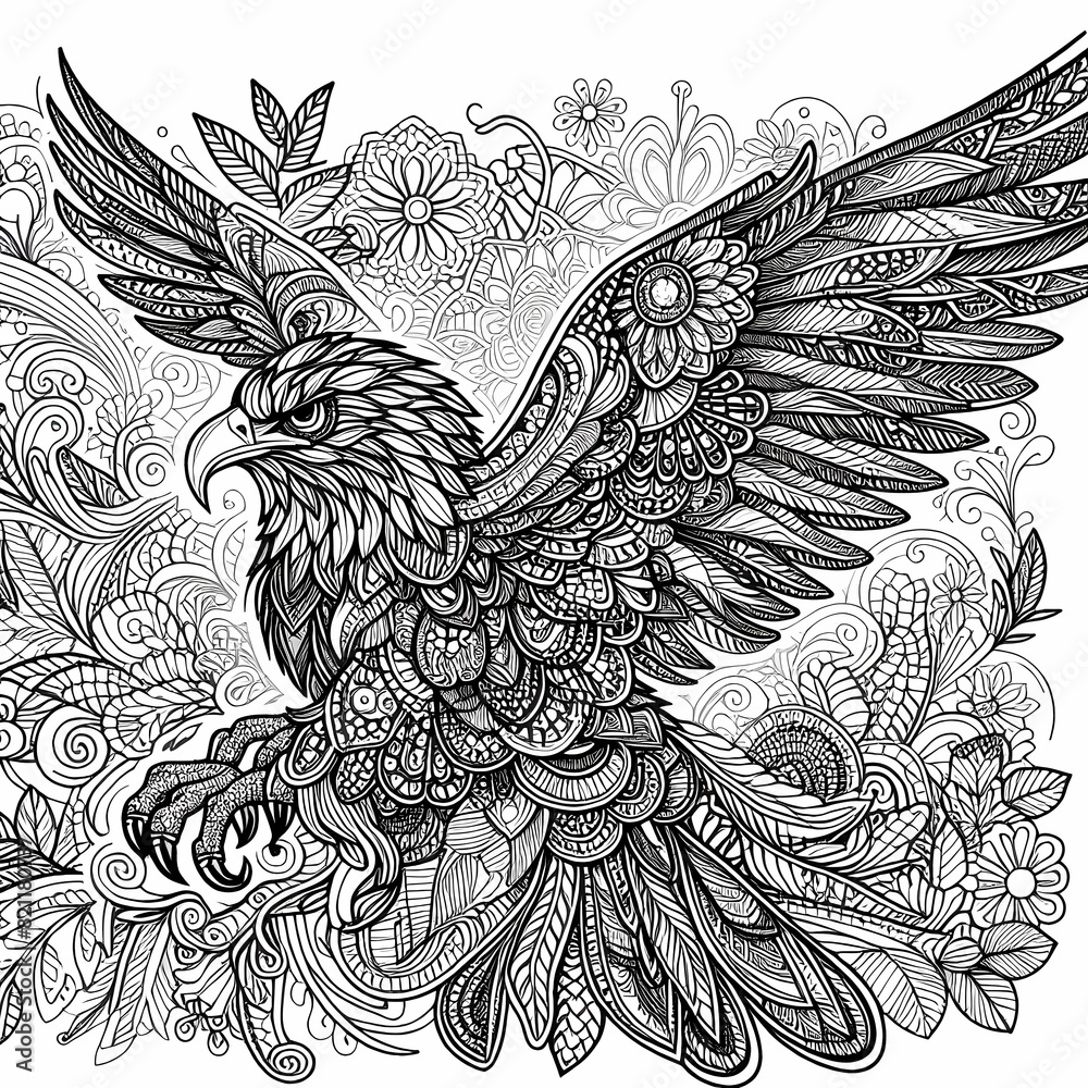 Obraz premium illustration of an eagle coloring page