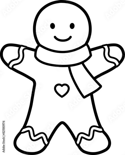 Gingerbread man cookie line vector