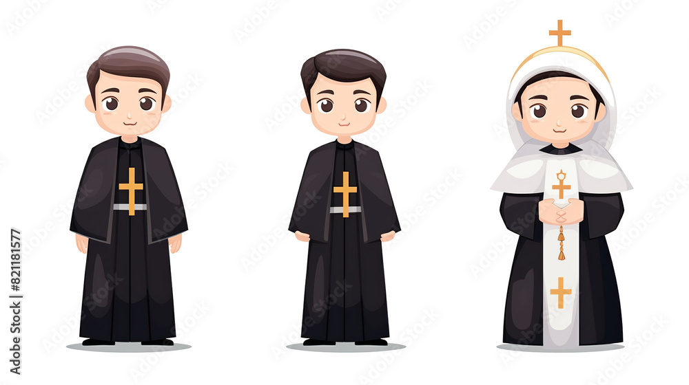 A solitary priest on a stark white background A solitary priest on a stark white background