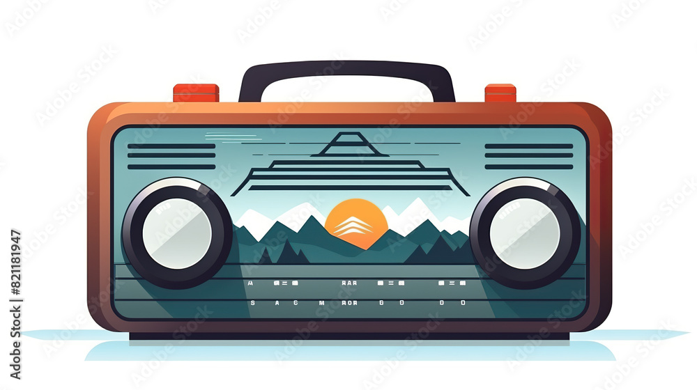 Fototapeta premium Isolated radio sound wave against a background of pure white