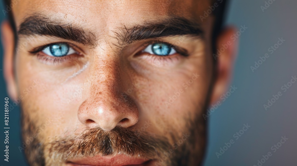 A close up of a man with blue eyes and beard, AI A close up of a man with blue eyes and beard, AI