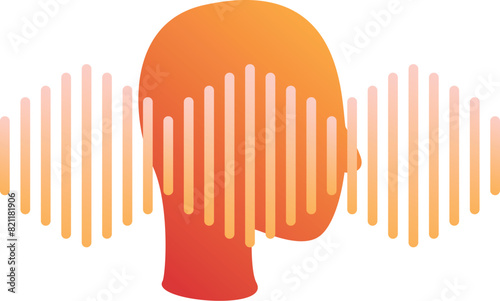 Abstract vector illustration of a head profile encapsulated by sound wave bars