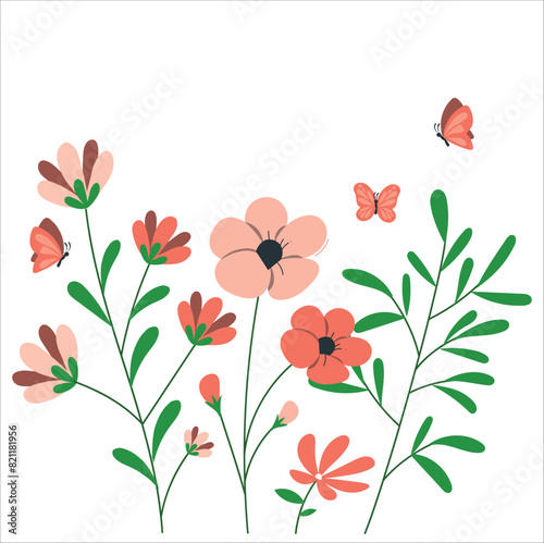 Set of different beautiful bouquets with garden and wild flowers vector flat illustration. Collection of various blooming plants with stems and leaves isolated on white. Floral decoration or gift 