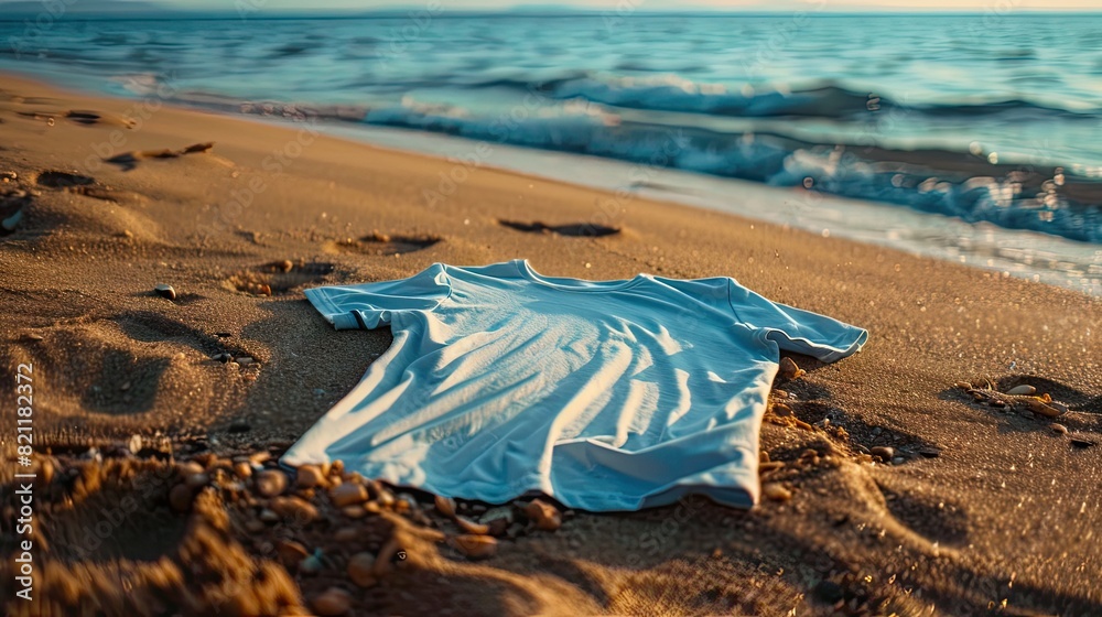 Silken Tides: A White T-Shirts Surrender to the Beach Sands Silken Tides: A White T-Shirts Surrender to the Beach Sands