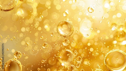 Sparkling Golden Bubbles in Liquid