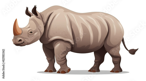 rhinoceros solitary against a stark white background