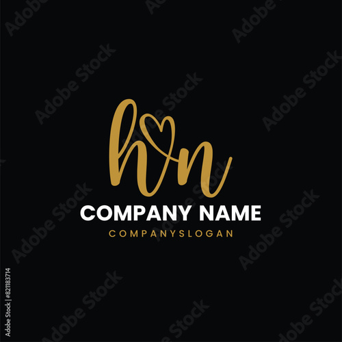 Letter HN initial logo design 