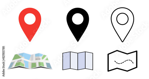 Set of map pin location icons. Template for colored icons for location pins. Web placement symbols and navigation isolated on a white background.