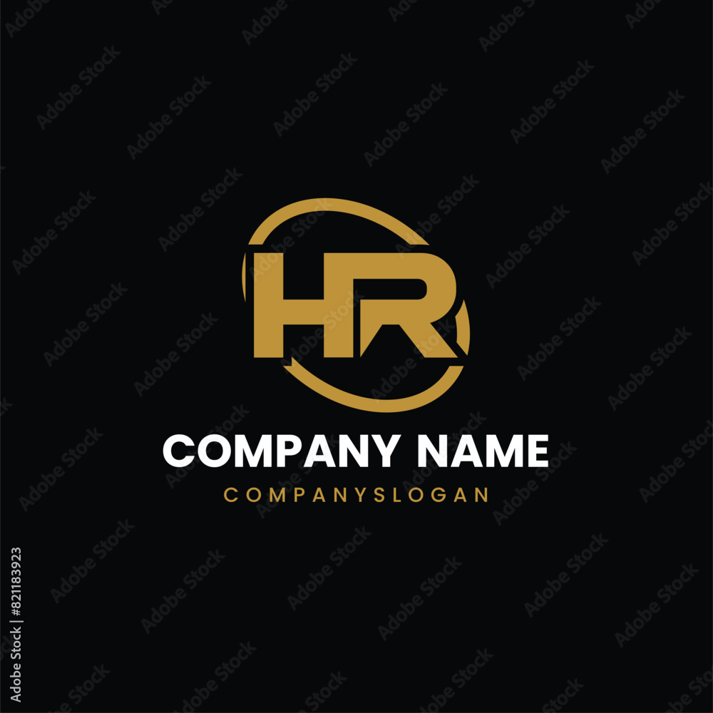 Letter HR initial logo design 