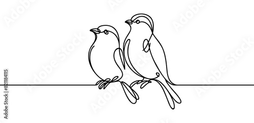 Continuous one line drawing birds. Minimalist bird, outline design.