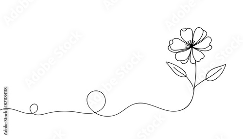Wallpaper Mural The flower is drawn as a continuous line. Vector illustration. Torontodigital.ca