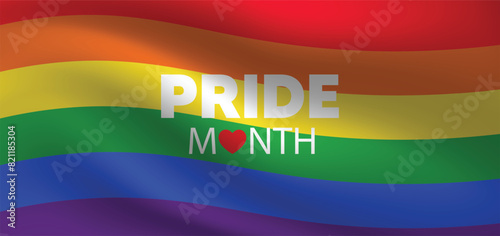 happy pride month waving flag vector poster 