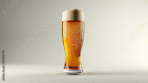 A glass of beer with foam on top, brewery advertisement