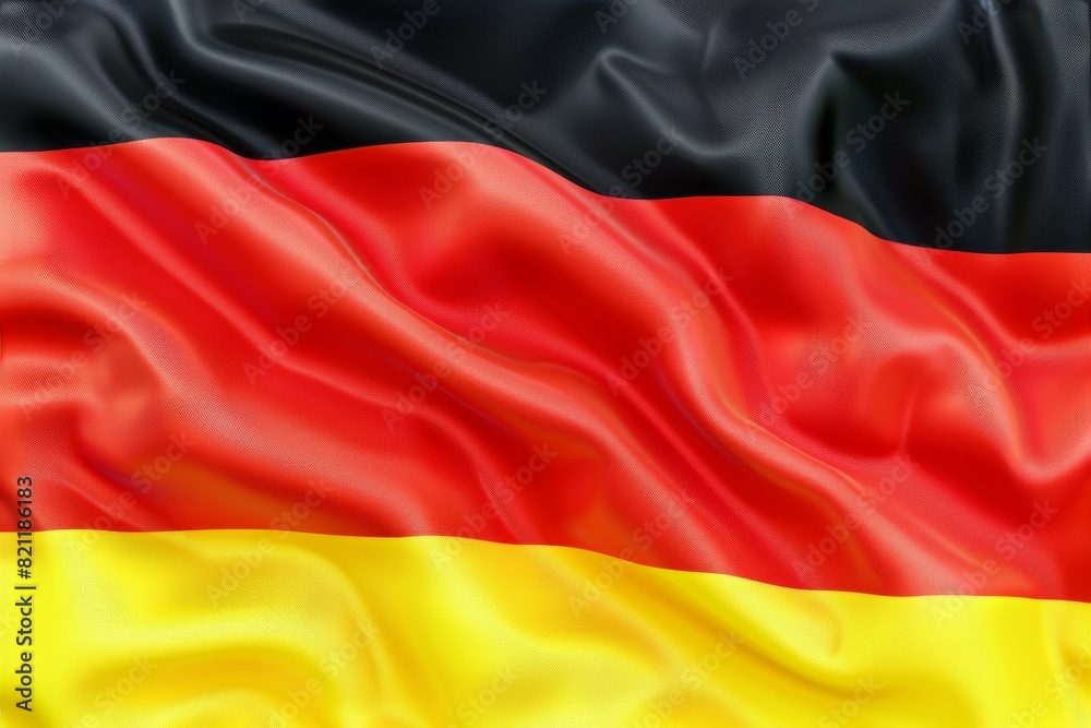 A flag with red, yellow and black stripes. Flag of Germany. German official symbol A flag with red, yellow and black stripes. Flag of Germany. German official symbol