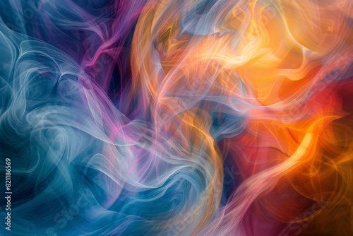 abstract colorful vibrant swirls of sound waves, visualization of music and audio sound © Dina