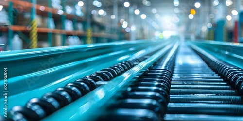Improving warehouse efficiency with conveyor belt systems in fastpaced environments. Concept Warehouse Efficiency, Conveyor Belt Systems, Fast-paced Environments, Operations Improvement photo