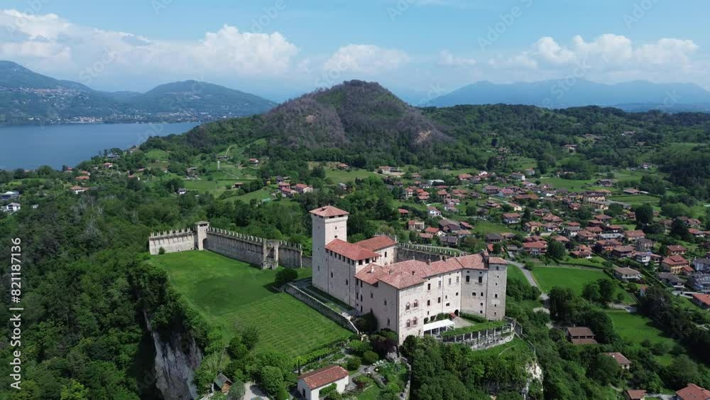 Aerial view of the Rocca the Angera fortress Aerial view of the Rocca the Angera fortress