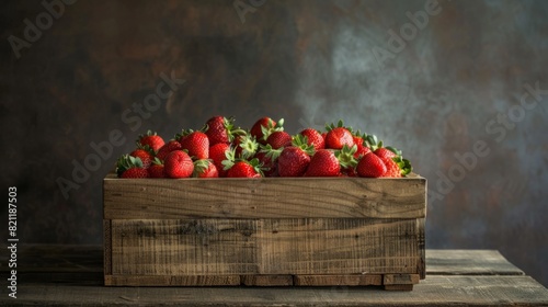 distributing the strawberries evenly in the wooden box generative ai photo