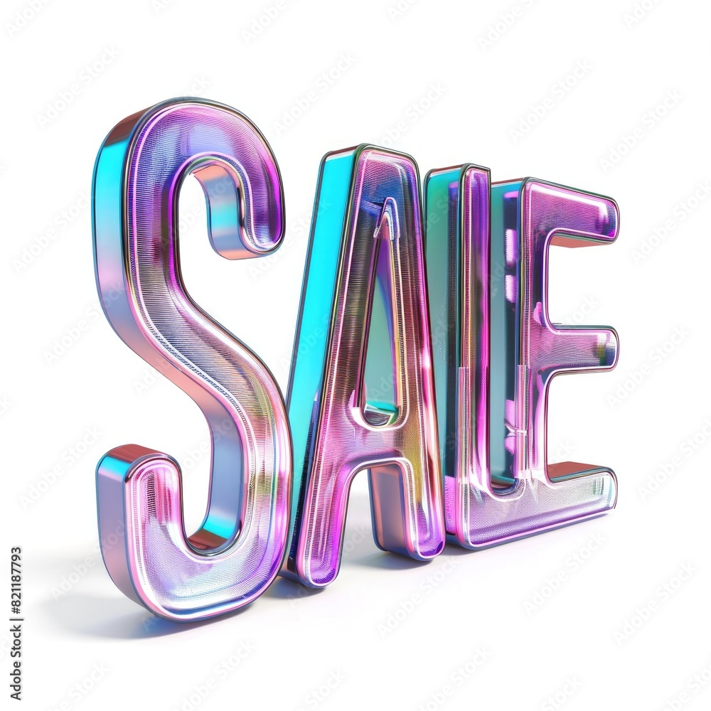Vibrant holographic 'SALE' text to create an eye-catching visual