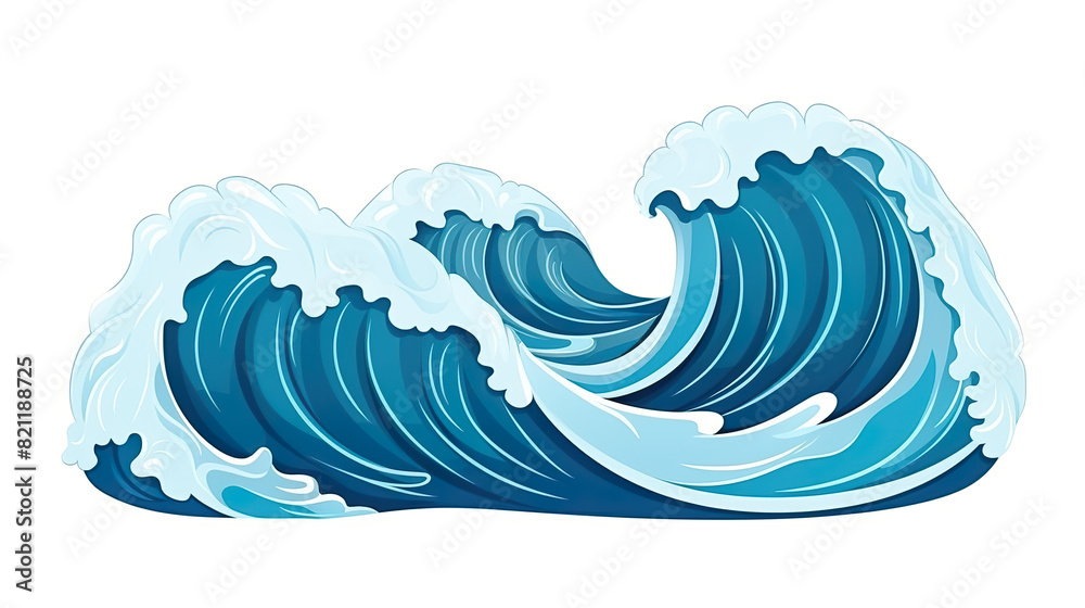 Sea wave alone against a stark white background