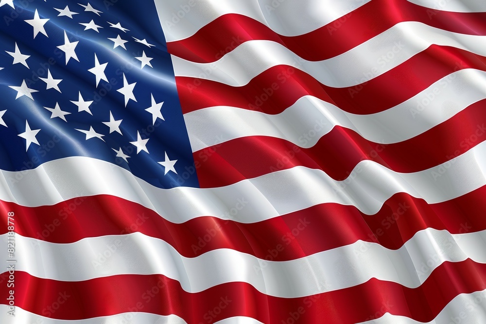 Obraz premium The American flag is waving in the wind, USA flag. Symbol of the United States of America, US
