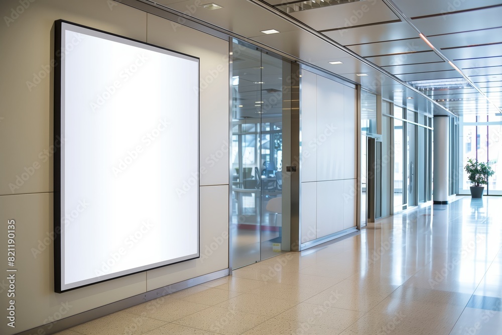 Blank Banner Mockup in Modern Office Entrance Blank Banner Mockup in Modern Office Entrance