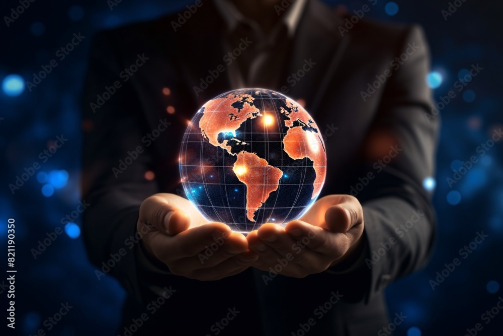 Fototapeta premium businessman holding a globe